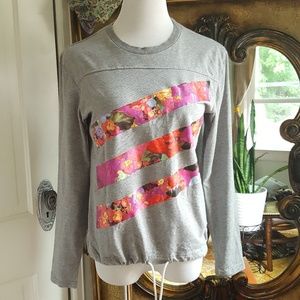 SOLD • Adidas Draw String Tri Stripe Floral Pullover Smal